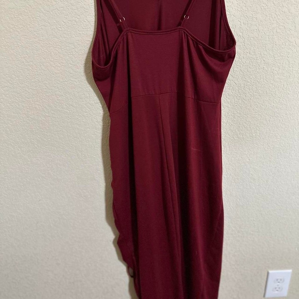 Curve Burgundy Red Ruched Side Drawstring Maxi Dress 0XL Plus Size Sleeveless - Picture 4 of 6
